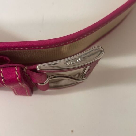 Prada Women's Belt Size 90/36 – Pink & Tan Canvas Leather – Made in Italy 1C3150 - Picture 8 of 8